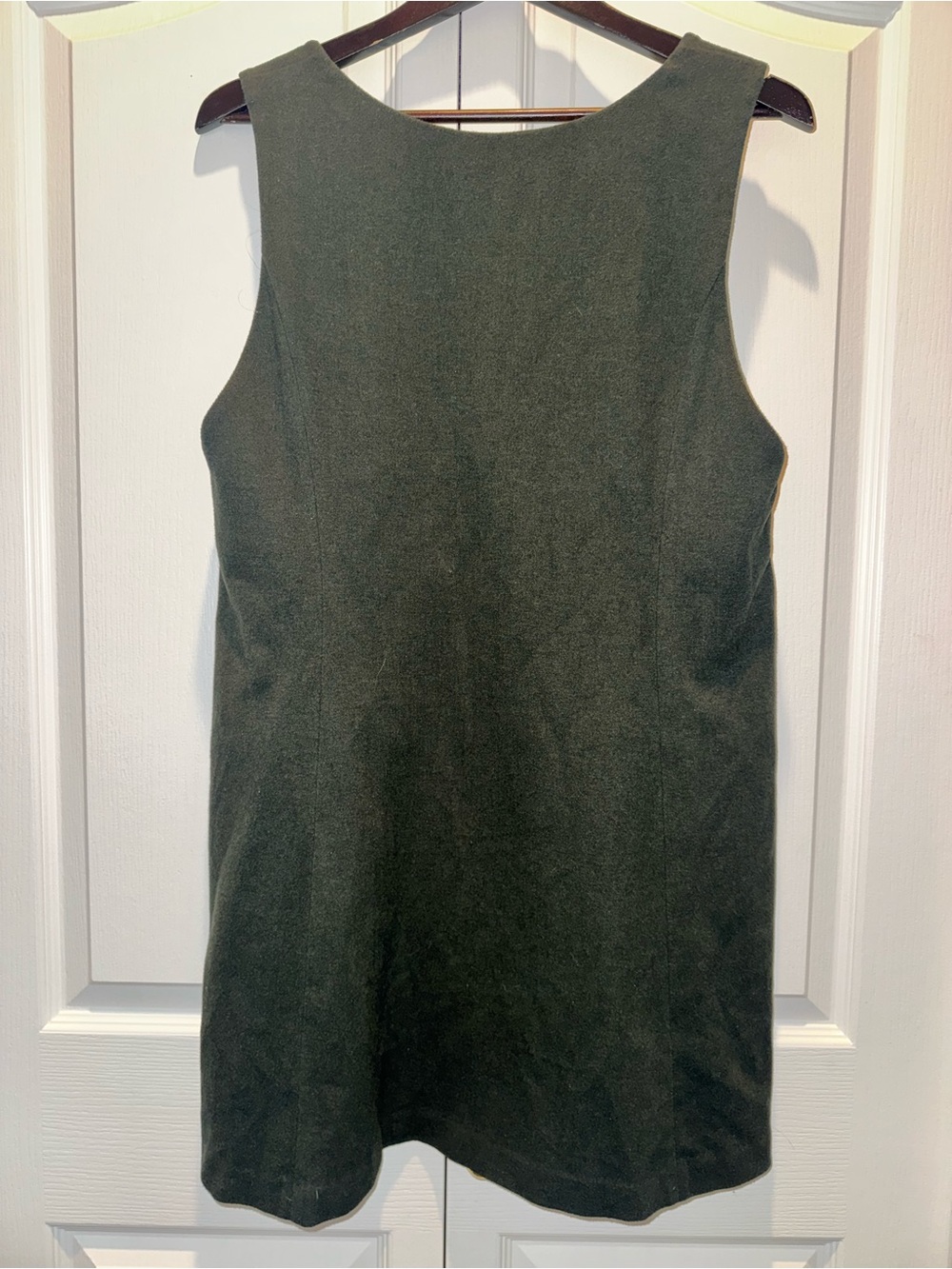 UNIQLO Dark Green Brushed Jersey Sleeveless Dress Size L Large with Pockets - Picture 8 of 9